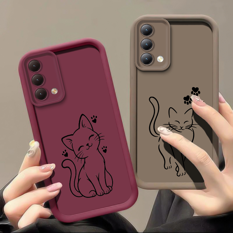 Cute Cat Line Black Phone Case - Oppo A78 评论和价格